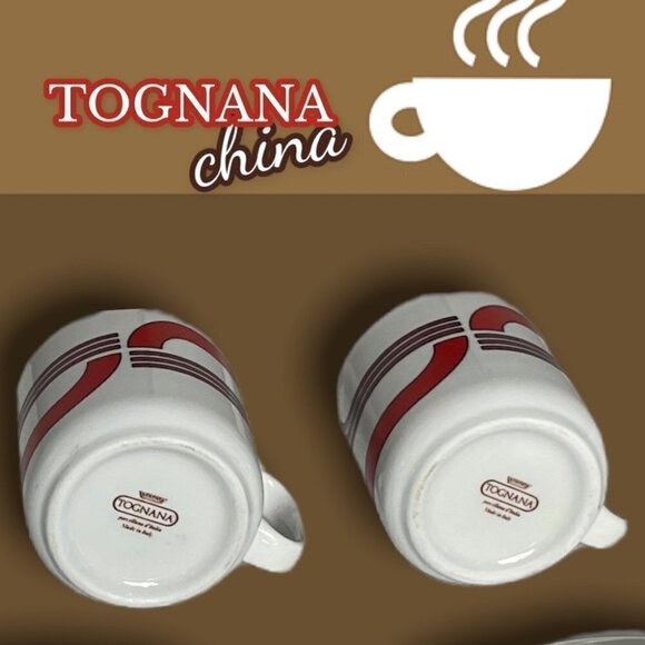 TOGNANA China Vintage Retro 4 piece Espresso Set Red and Brown - Picture 6 of 10